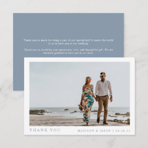 Carte De Remerciements Mariage bleu foncé simple photo