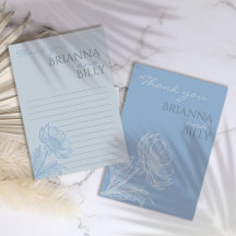 Carte de remerciements Mariage bleu minimaliste