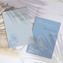 Carte de remerciements Mariage bleu minimaliste