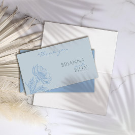 Carte de remerciements Mariage bleu minimaliste