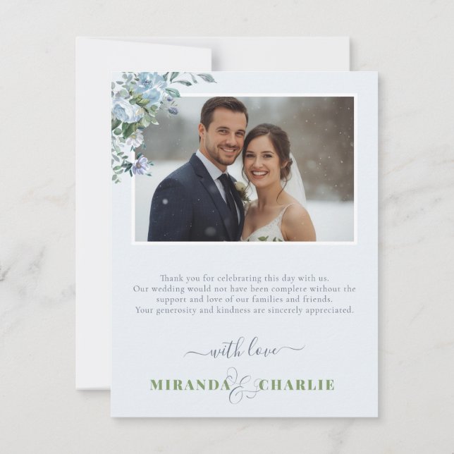 Carte de remerciements Mariage bleu poudre (Dos)
