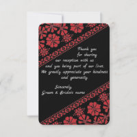 Carte de remerciements Mariage Blk et Rd Tatreez