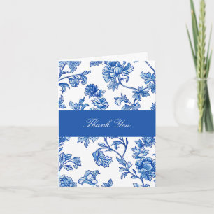 Carte De Remerciements Mariage Blue et Blanc Chinoiserie 