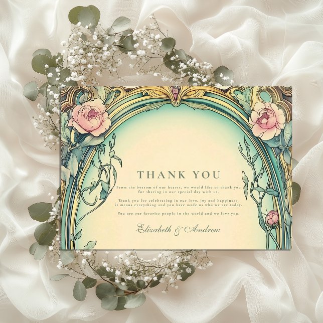 Carte De Remerciements Mariage Blush Blue Garden (Créateur téléchargé)