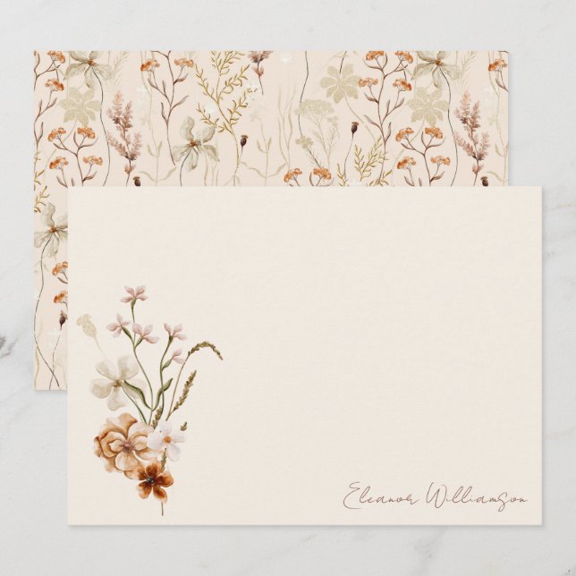 Carte De Remerciements Mariage Bohème Rustique Fleurs de Prairie Floral (Devant / Derrière)