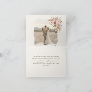 Carte De Remerciements Mariage Bohème Terracotta Fleurs & Herbe de Pampas