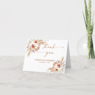 Carte De Remerciements Mariage Bohème Terre Cuite Herbe des Pampas Modern