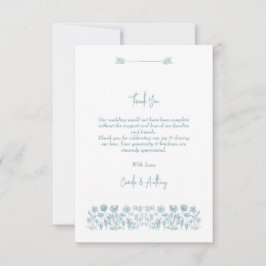 Carte De Remerciements Mariage Boho Fleur sauvage bleu