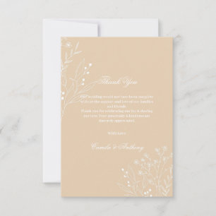 Carte De Remerciements Mariage Boho Floral Blanc Beige Corner