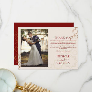 Carte De Remerciements Mariage Boho Orange Brûlé en terre cuite moderne