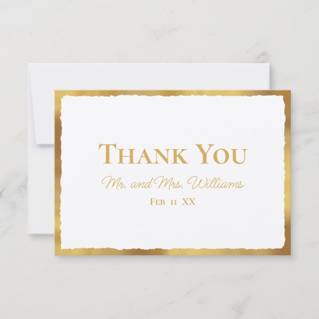 Carte De Remerciements Mariage Bold Elegance Luxe Gold Edge (Devant)