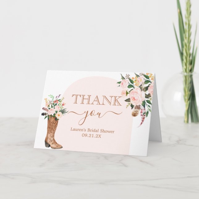 Carte De Remerciements Mariage Boots or Bows Shower (Devant)