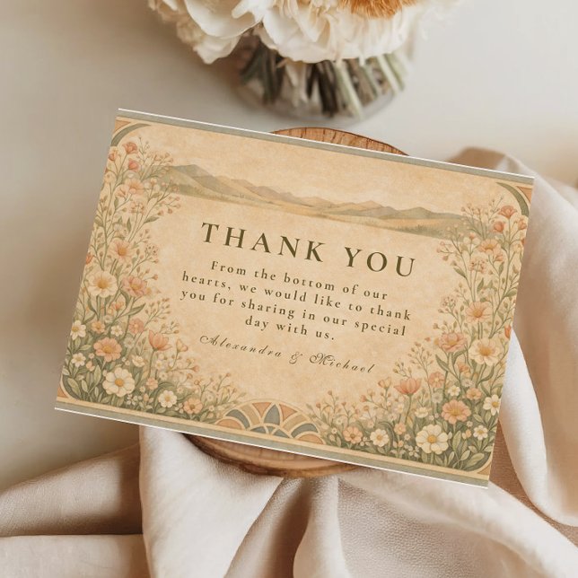 Carte De Remerciements Mariage botanique bohème dans le désert (Créateur téléchargé)