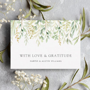 Carte De Remerciements Mariage Botanique Feuillage Vert