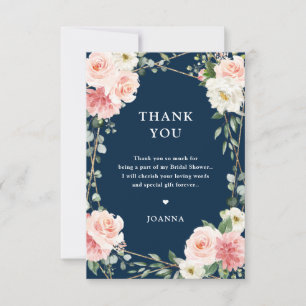 Carte De Remerciements Mariage botanique géométrique de la marine florale