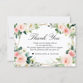 Carte De Remerciements Mariage botanique géométrique rose pâle