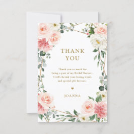 Carte De Remerciements Mariage botanique géométrique rose pâle