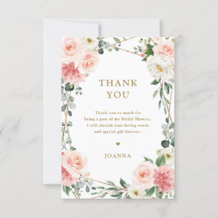 Carte De Remerciements Mariage botanique géométrique rose pâle