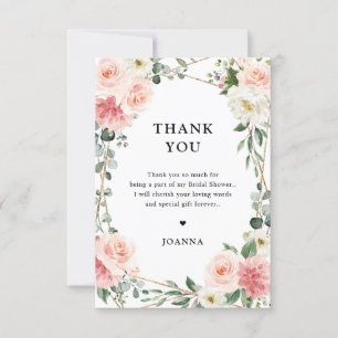 Carte De Remerciements Mariage botanique géométrique rose pâle