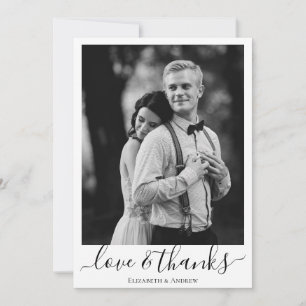 Carte De Remerciements Mariage botanique minimaliste noir et blanc