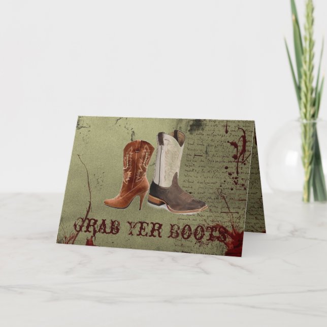 Carte De Remerciements mariage bottes de cowboy western (Devant)