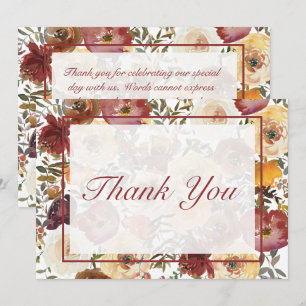 Carte De Remerciements Mariage Bouquets d'aquarelle d'automne