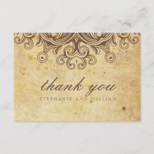 Carte de remerciements Mariage Brown vintage