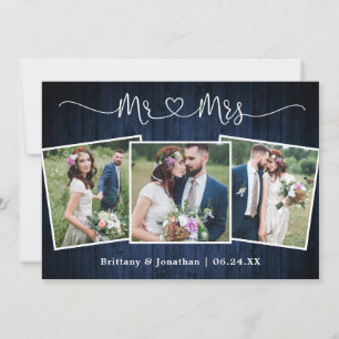 Carte De Remerciements Mariage Calligraphie Coeur M. Mme Wood 3 Photo