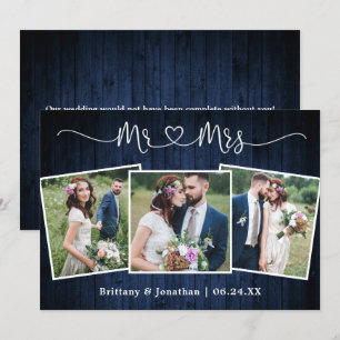 Carte De Remerciements Mariage Calligraphie Coeur M. Mme Wood 3 Photo