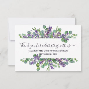 Carte De Remerciements Mariage calligraphié Eucalyptus Lavande