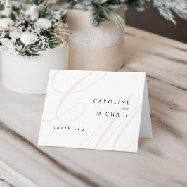 Carte De Remerciements Mariage calligraphié monogramme d'élégance classiq