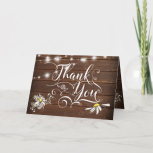 Carte De Remerciements Mariage campagnard Mason Jar Daisies BarefootBride