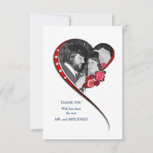Carte De Remerciements Mariage cardiaque (Devant)
