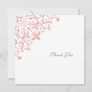 Carte De Remerciements Mariage Carré Regency Pink Fleur de Lis