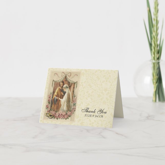 Carte De Remerciements Mariage catholique Vierge Marie St. Joseph Religie (Devant)