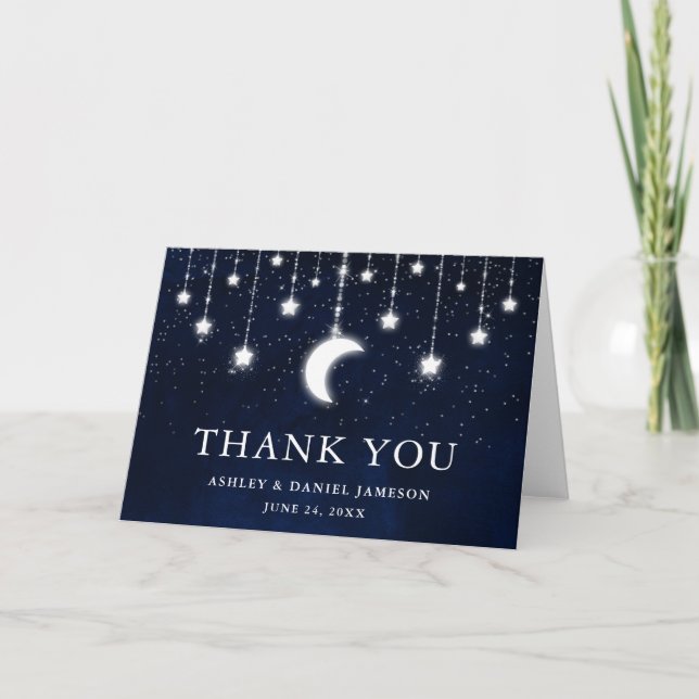 Carte De Remerciements Mariage céleste Sky Moon Étoiles Plier (Devant)