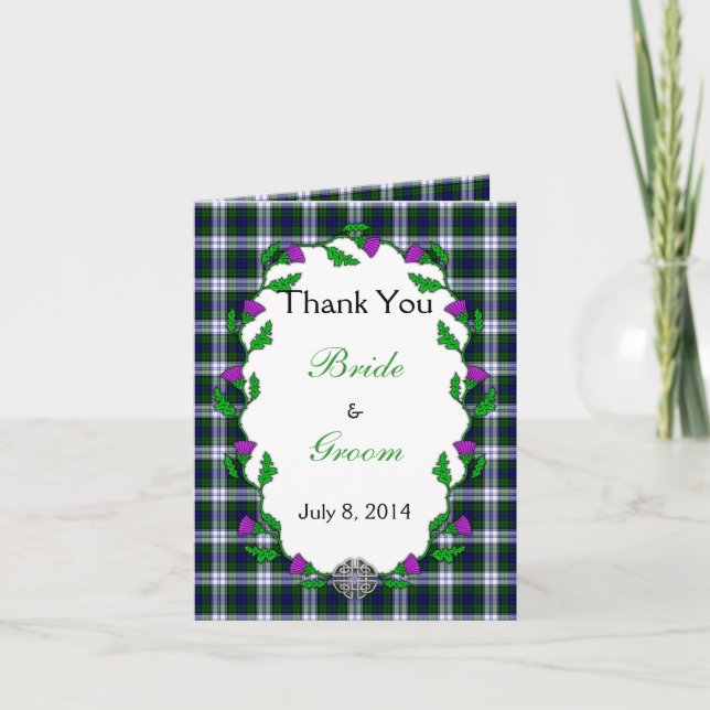 Carte De Remerciements Mariage celtique de mode Black Watch remerciements (Devant)