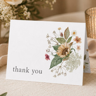Carte De Remerciements Mariage champêtre de tournesol de fleurs sauvages