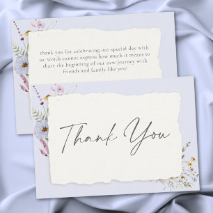Carte De Remerciements Mariage Champêtre Fleur des Champs Bleu Poussiéreu