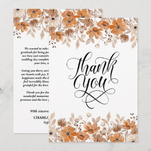 Carte De Remerciements Mariage Champêtre Floral