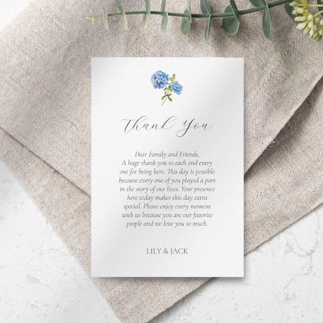 Carte de remerciements Mariage chic Blue Hydrangea (Créateur téléchargé)