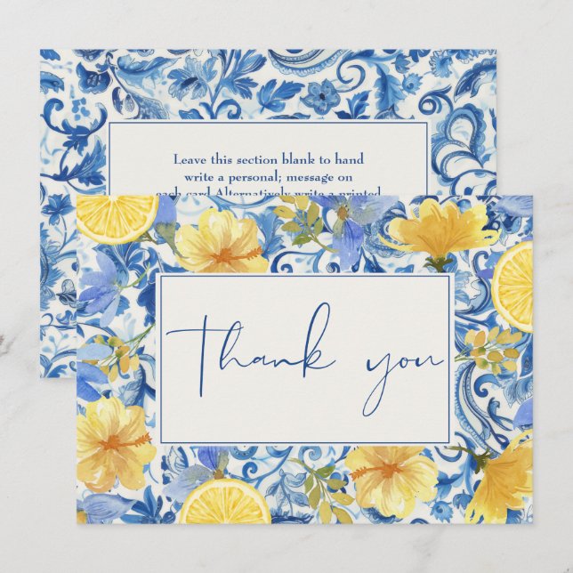 Carte De Remerciements Mariage citronné sous le signe du citron (Devant / Derrière)