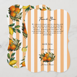 Carte De Remerciements Mariage Citrus Oranges Méditerranéen Italien