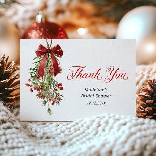 Carte De Remerciements Mariage classique de Noël sous le gui