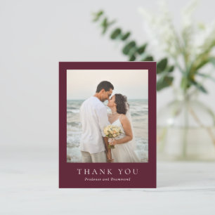 Carte De Remerciements Mariage Classique Élégant Bourgogne Profond