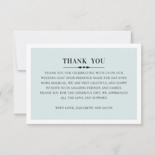 Carte De Remerciements Mariage classique et élégant. Simple gris et bleu