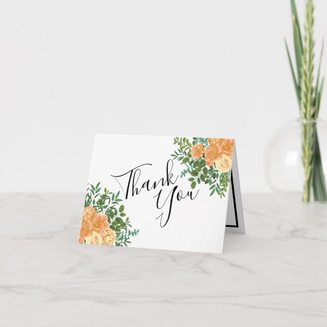 Carte De Remerciements Mariage classique Floral Roses (Devant)