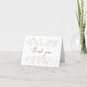 Carte De Remerciements Mariage classique Gold Green Photo pliée