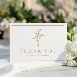 Carte De Remerciements Mariage Classique Lys Callas Or