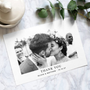 Carte De Remerciements Mariage Classique Moderne   Photo Propre Minimalis